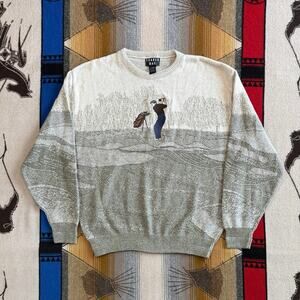 Vintage 90s Trader Bay Golf Golfing Pullover Knit Sweater Size XL Made In USA